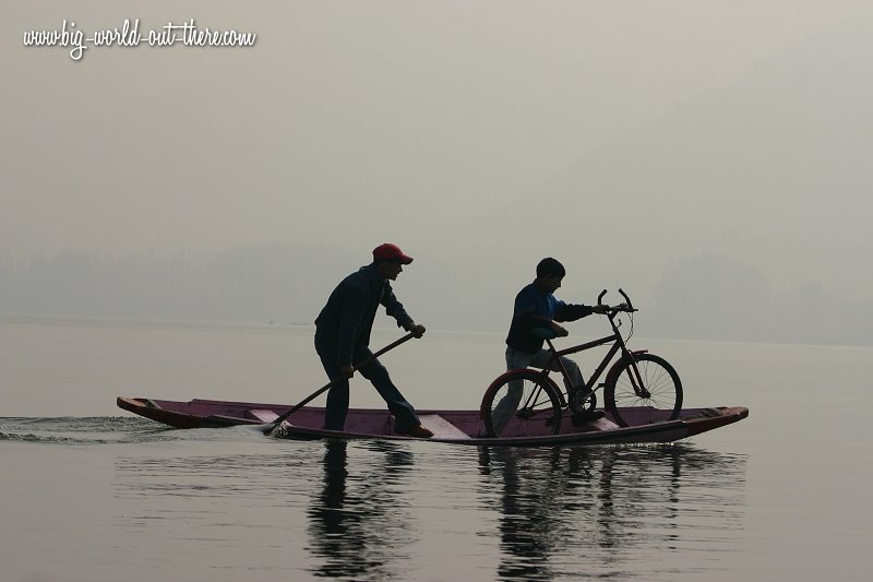 Boys crossing Dal Lake, Srinagar