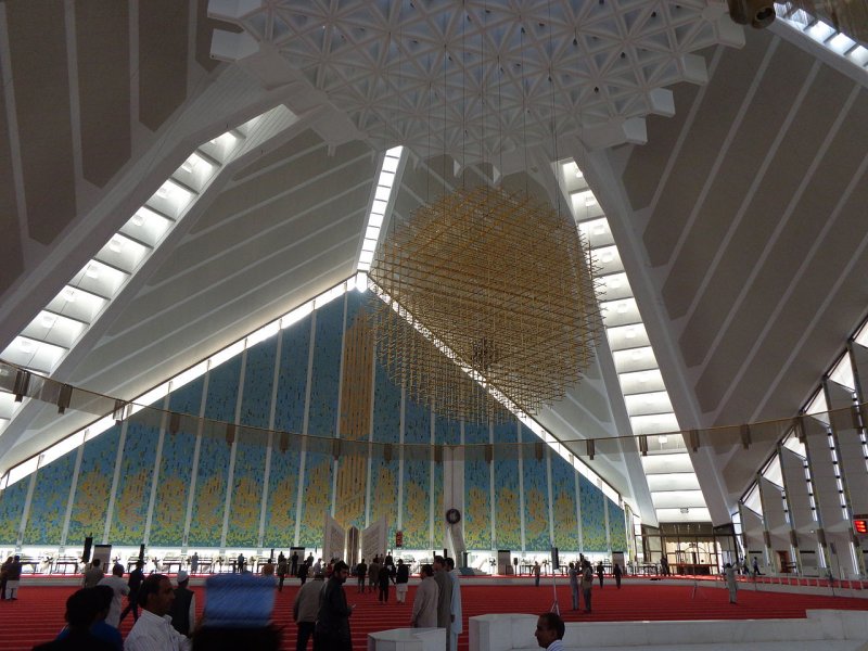 The interior of Faisal Mosque in Islamabad