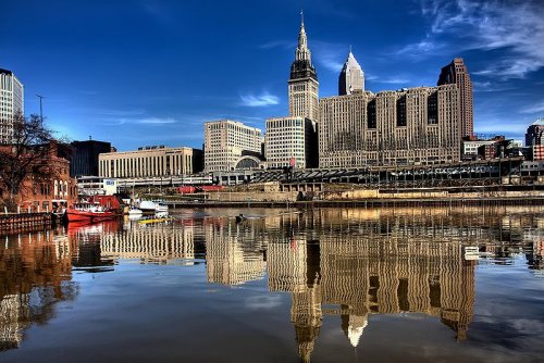 Tower City Center in Cleveland, as seen from the Cuyahoga River