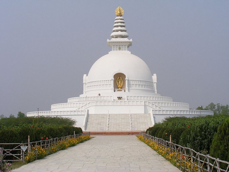 The World Peace Pagoda in Lumbini, Nepal