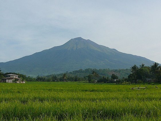 View of Mount Kanlaon volcano from the rice fields in Negros Occidental