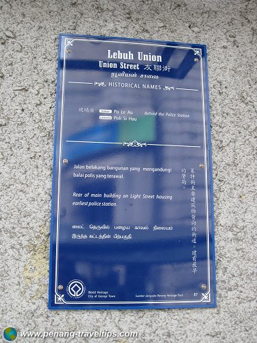 Union Street plaque