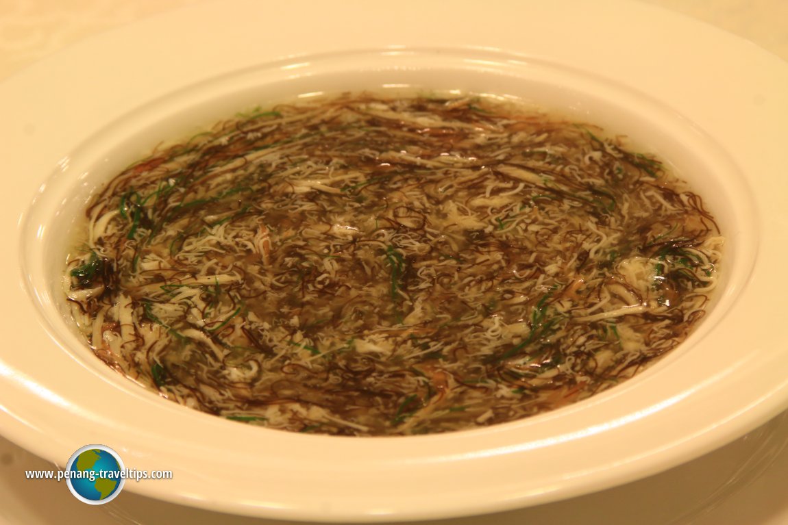 Braised Shredded Beancurd, Black Moss, Shredded Black Fungus and Shredded Carrot in Chicken Stock