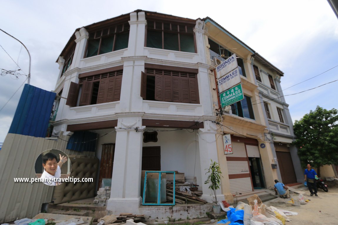 3-storey townhouse at the corner of Clarke Street and Dato Koyah Road under restoration