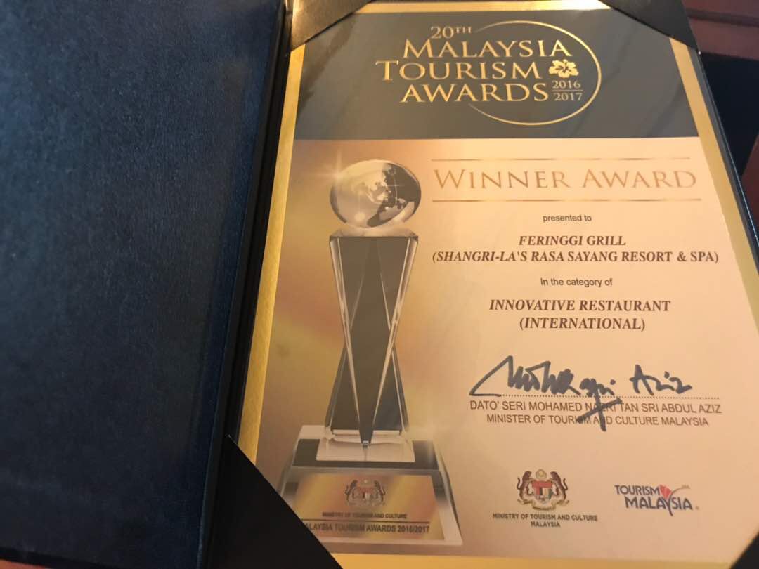 Feringgi Grill - Innovative Restaurant (International), 20th Malaysia Tourism Awards
