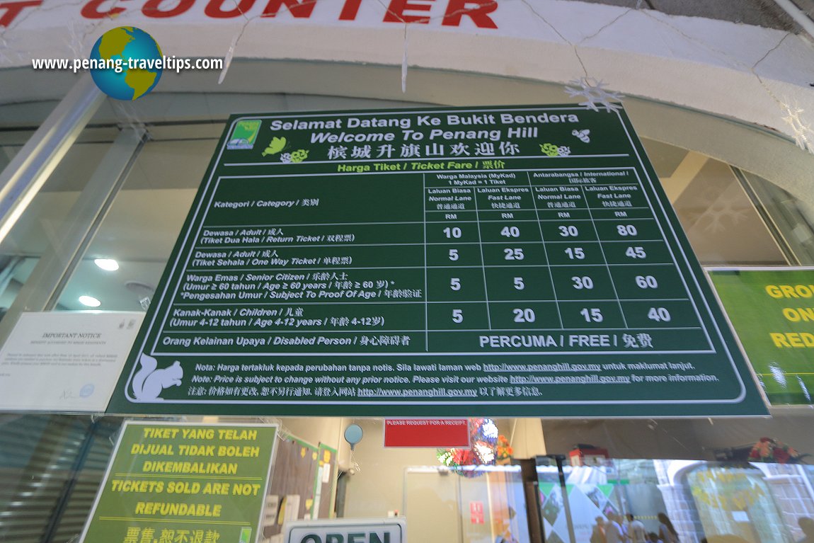 Penang Hill Train Ticket Fare