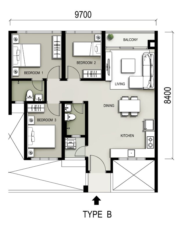 3 Residence floor plan