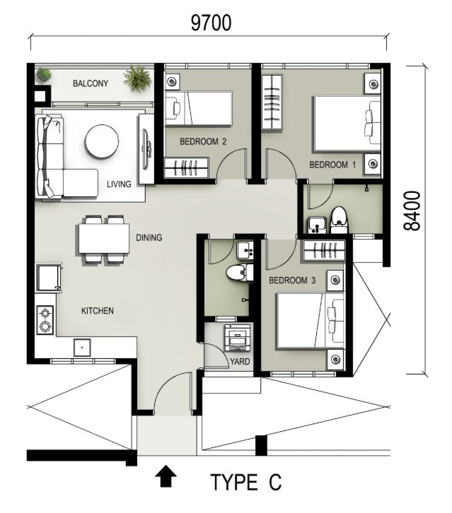 3 Residence floor plan