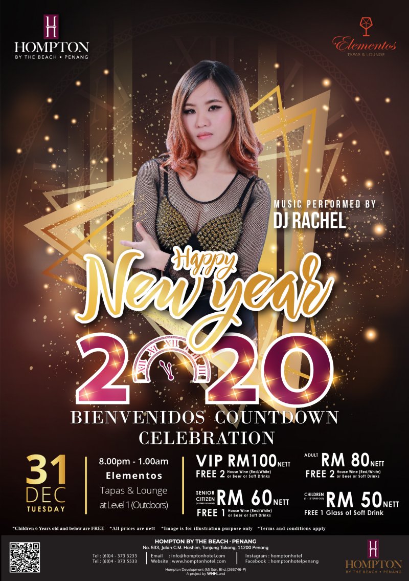 New Year 2020 Countdown Celebration, Hompton Hotel Penang