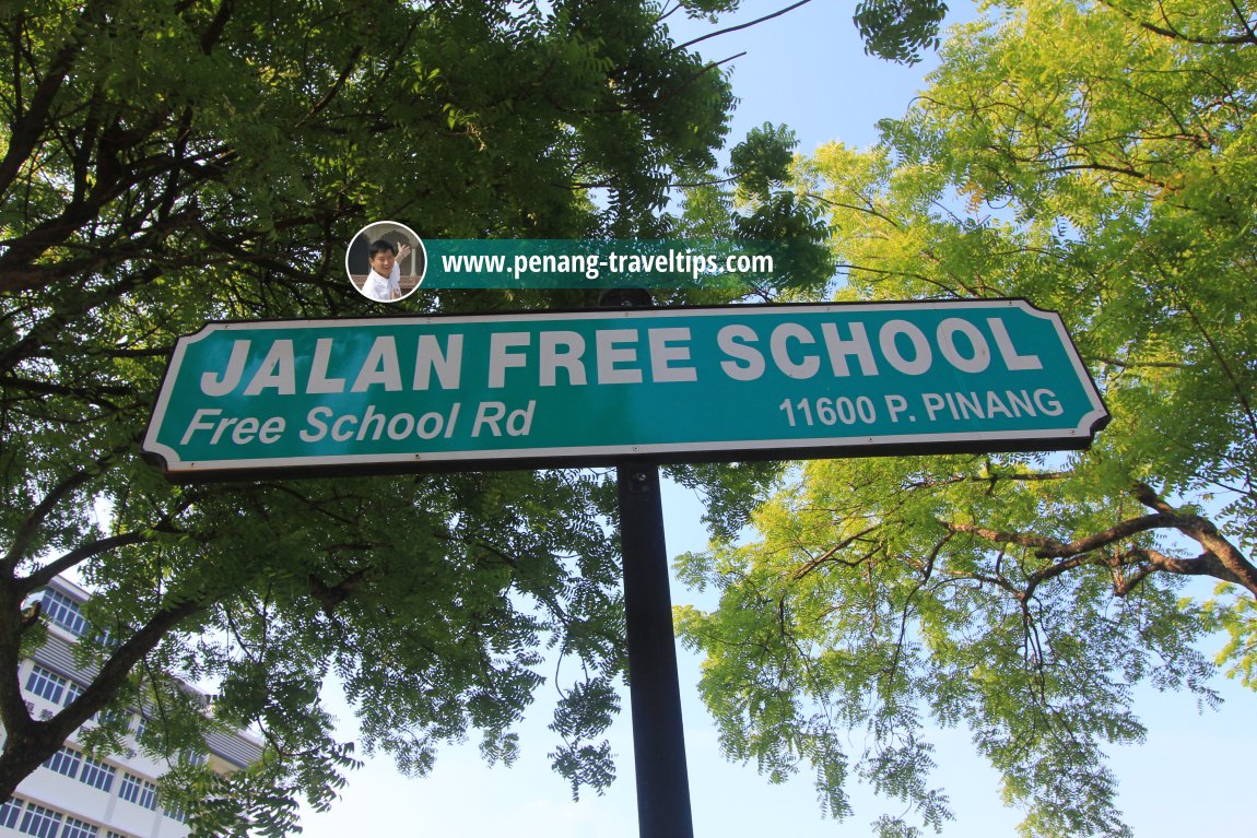 Jalan Free School road sign
