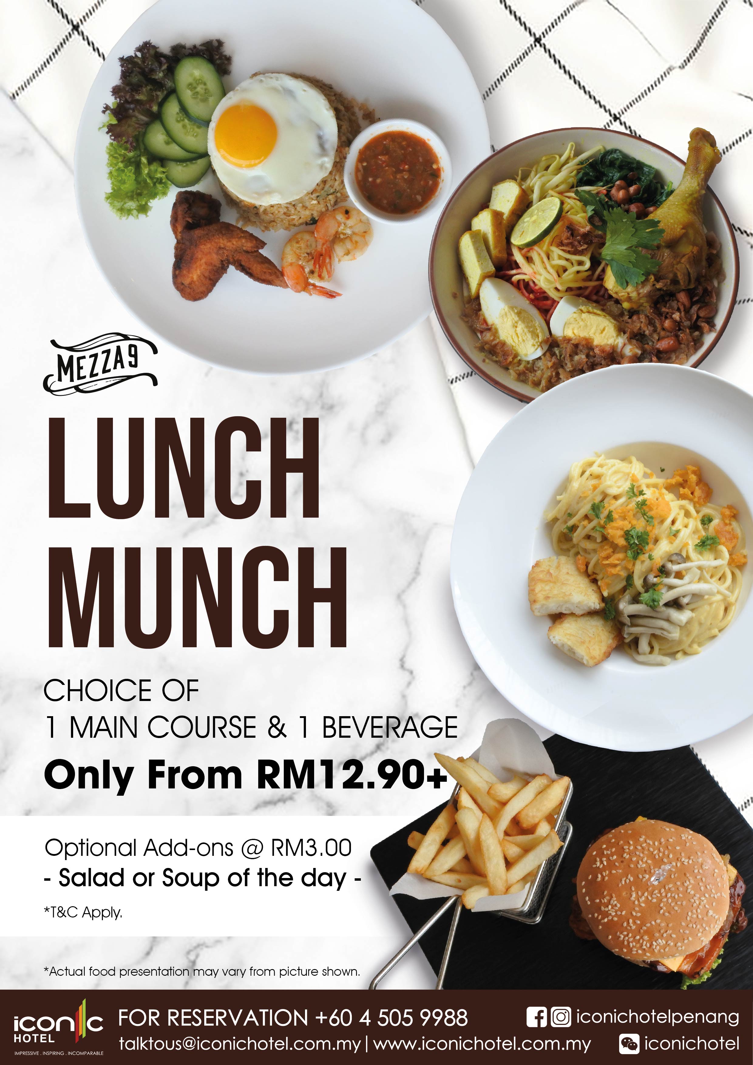 Lunch menu, Iconic Hotel, Penang