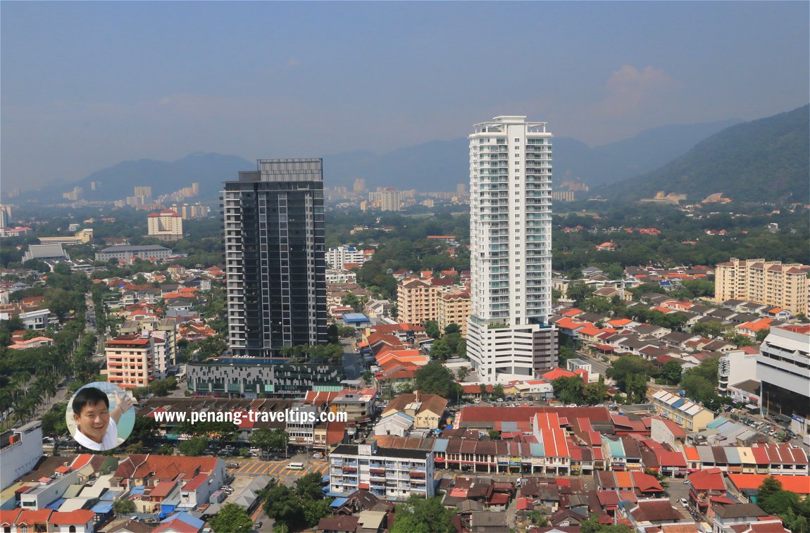 View of Pulau Tikus with Moulmein Rise (left) and The Cantonment (right)