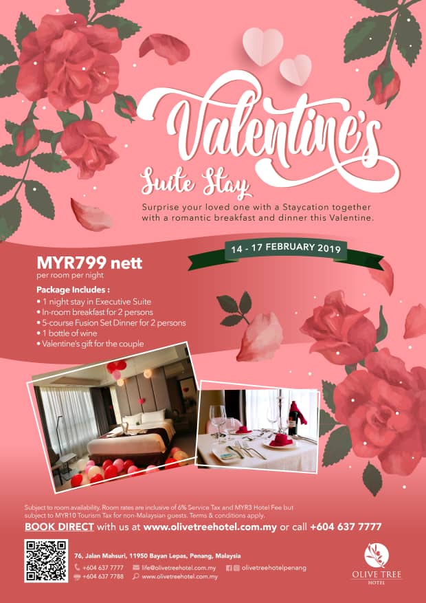 Valentine Suite Stay @ Olive Tree Hotel
