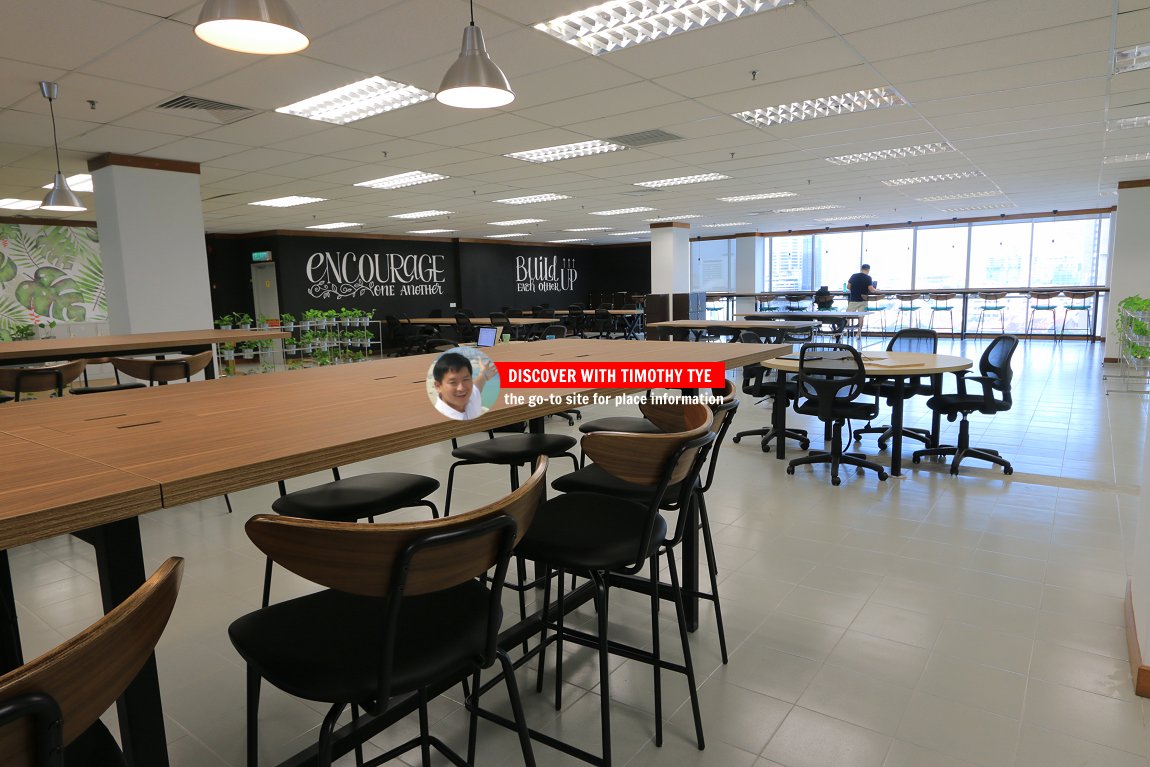 The vast co-working space with communal amenities