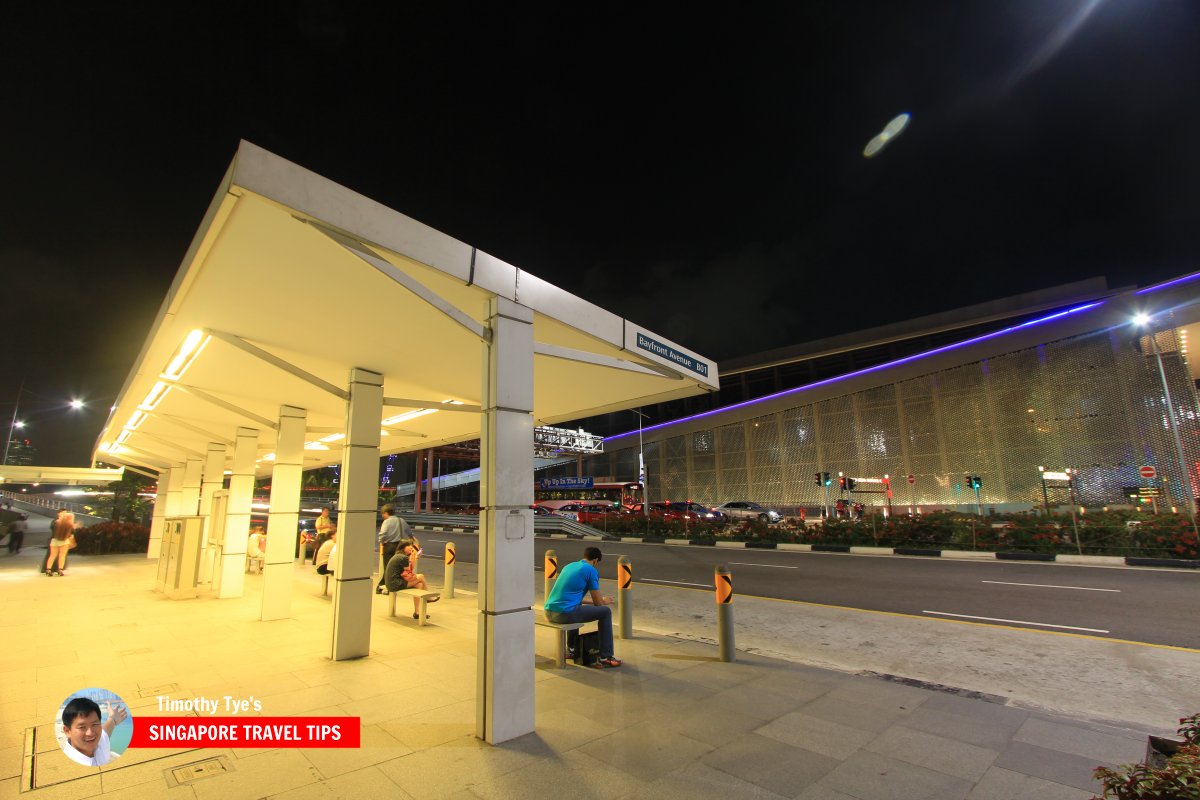 Bus stop at Bayfront Avenue, at Marina Bay Sands