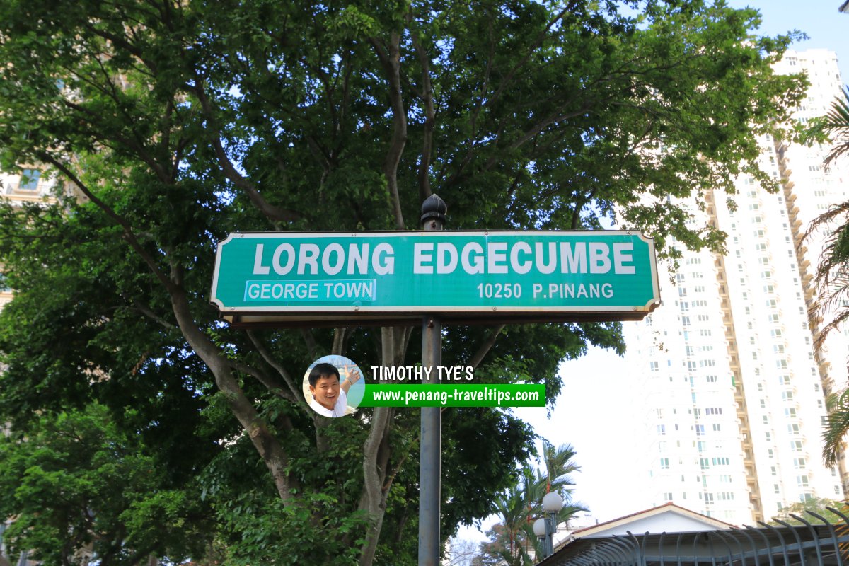 Lorong Edgecumbe roadsign