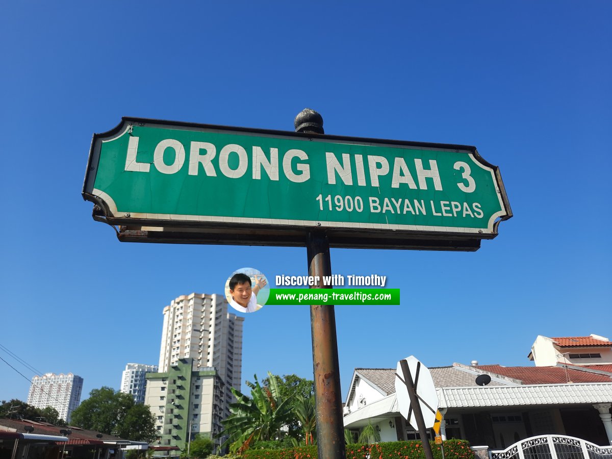 Lorong Nipah 3 roadsign