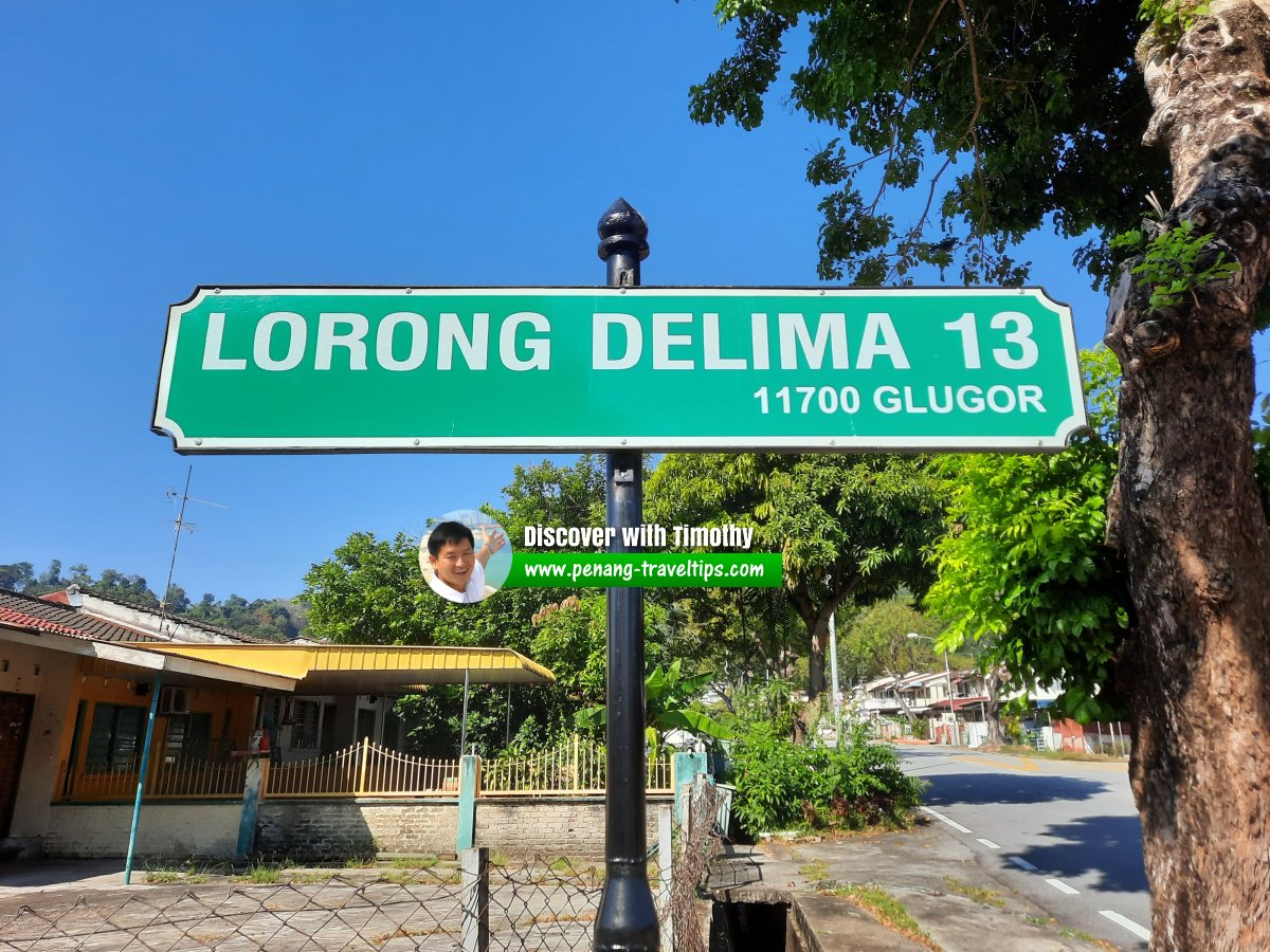 Lorong Delima 13 roadsign