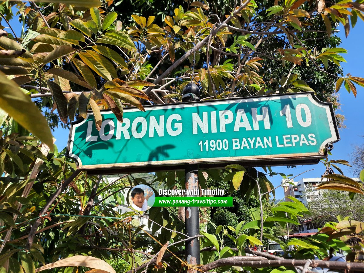 Lorong Nipah 10 roadsign