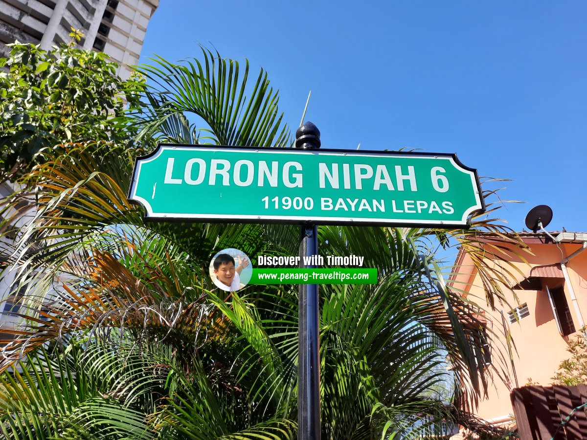 Lorong Nipah 6 roadsign