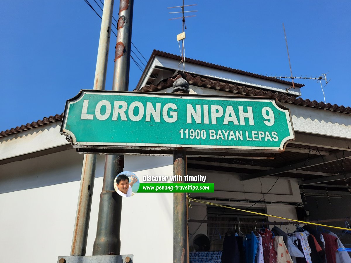 Lorong Nipah 9 roadsign