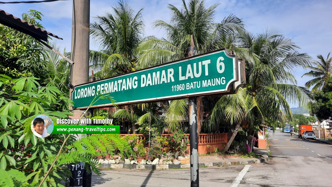 Lorong Permatang Damar Laut 6 roadsign