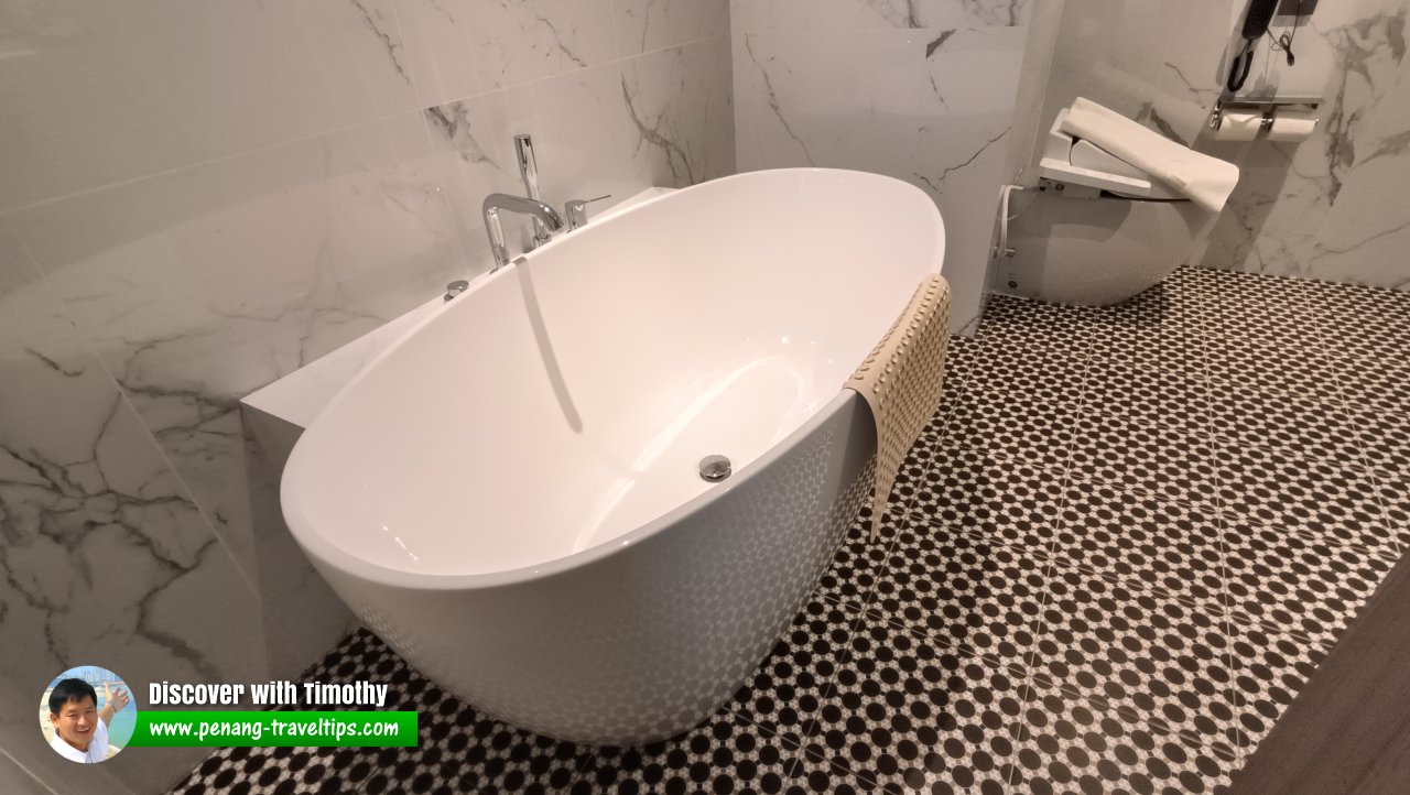 Bathtub and smart toilet, Honeymoon Suite, The George Hotel