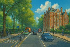 Painting of Abingdon Street: A Historic Thoroughfare Beside Parliament
