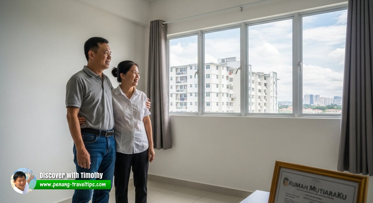 A couple admiring their new affordable apartment in Bayan Lepas