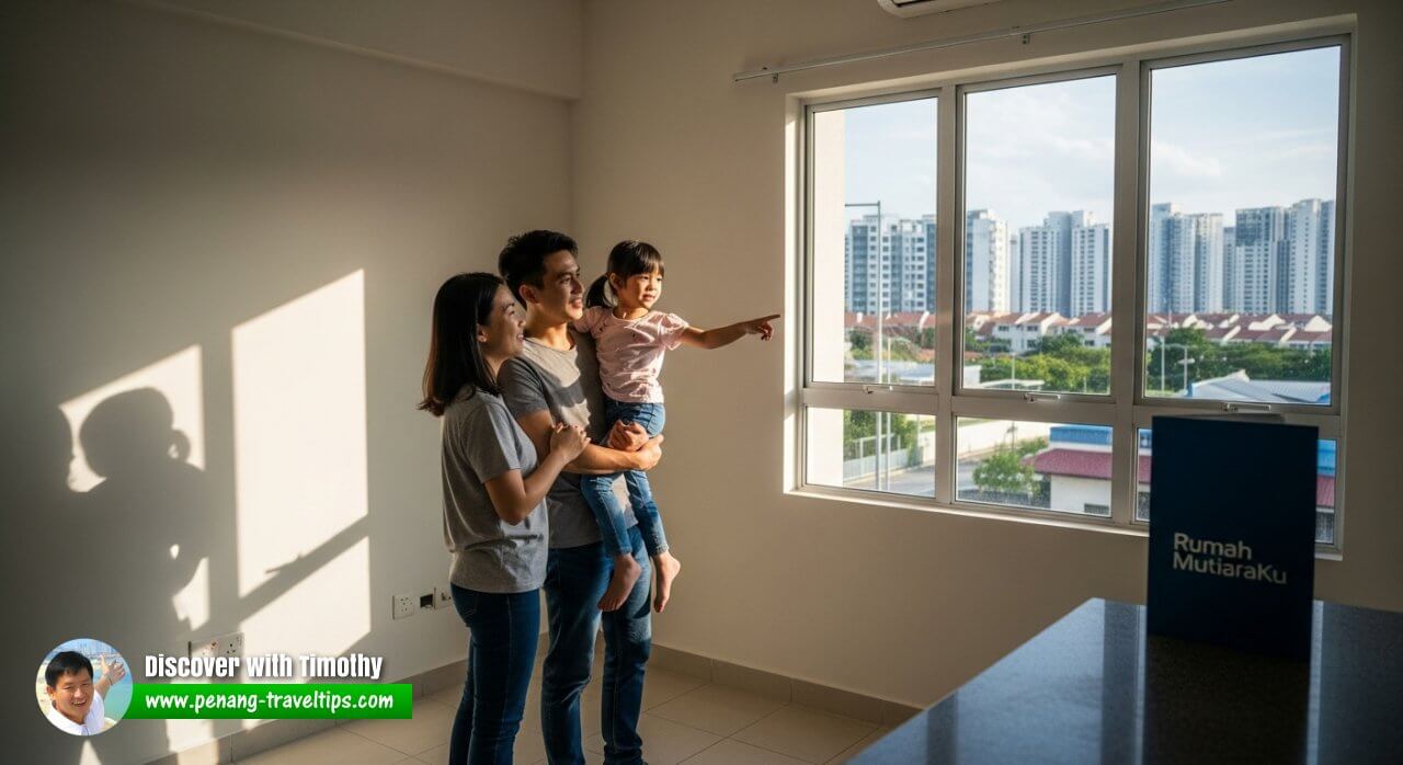 A working-class couple in their new affordable apartment in Seberang Perai