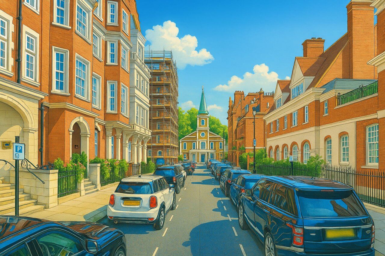 Painting of Aldford Street, London