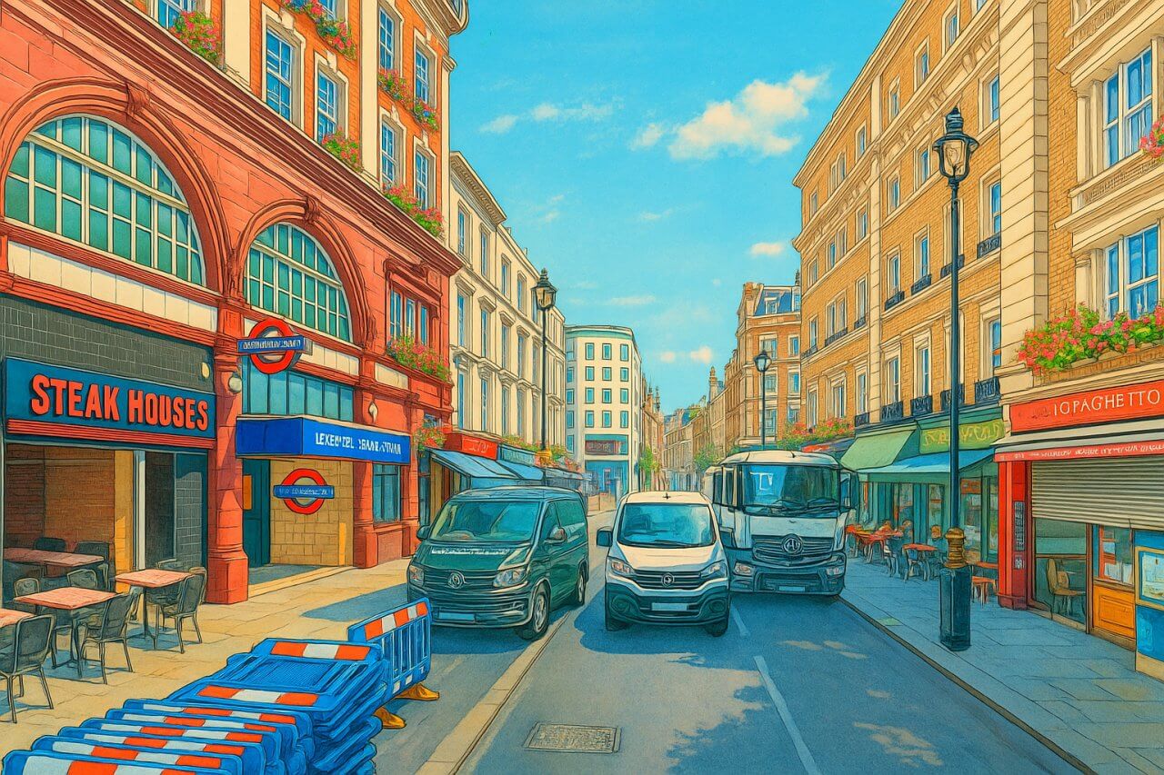 Painting of Cranbourn Street, London