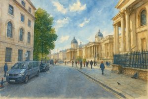 Painting of Duncannon Street, London