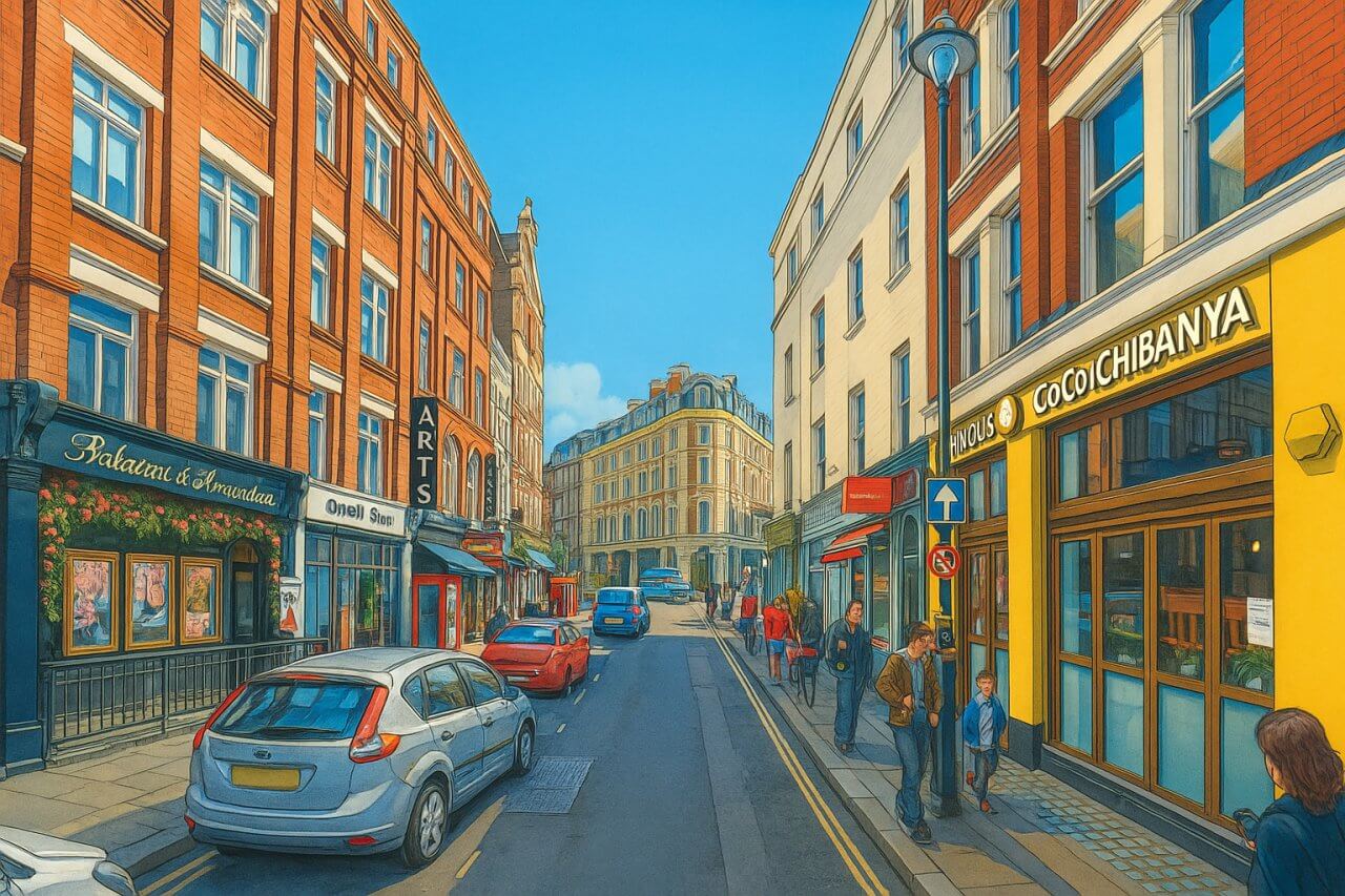Painting of Great Newport Street, London