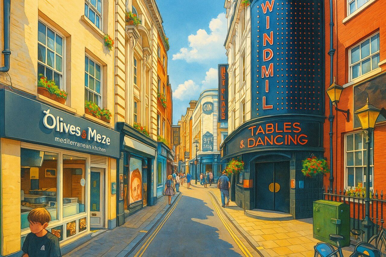 Painting of Great Windmill Street, London