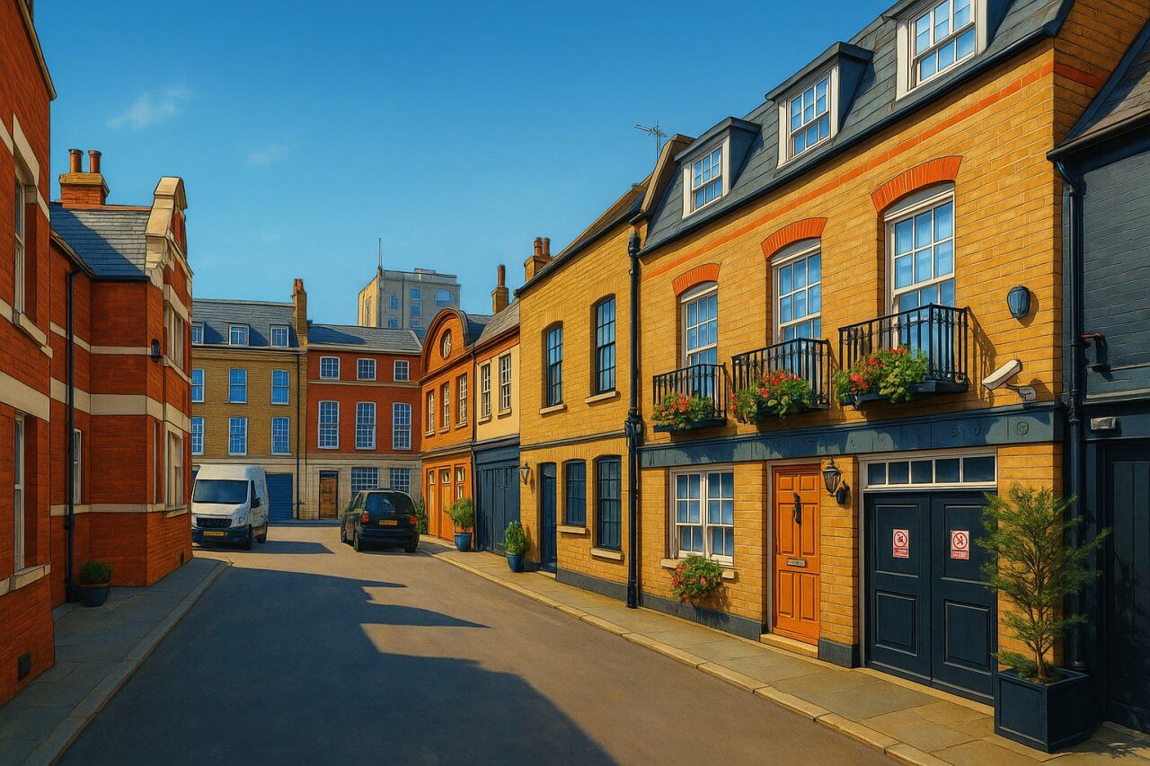 Painting of Hay's Mews, London