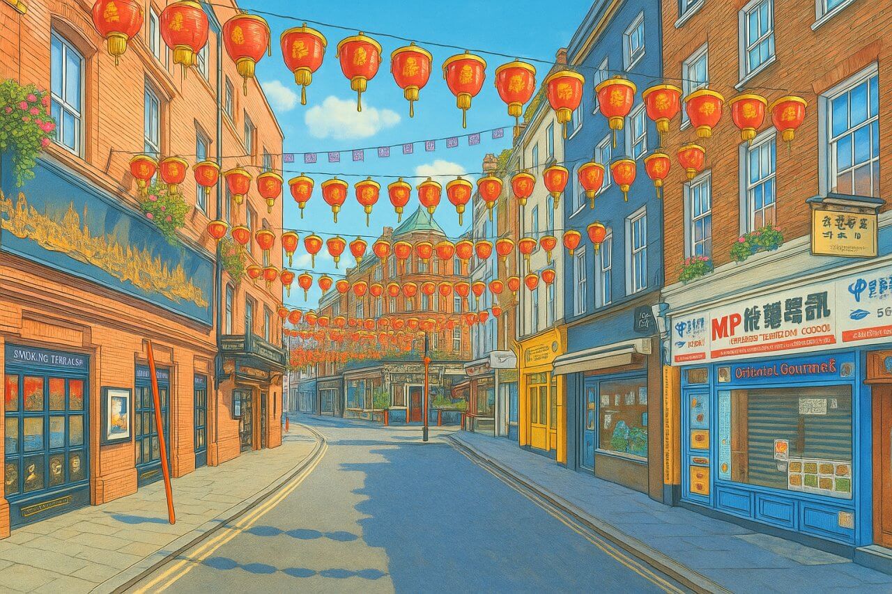 Painting of Little Newport Street, London