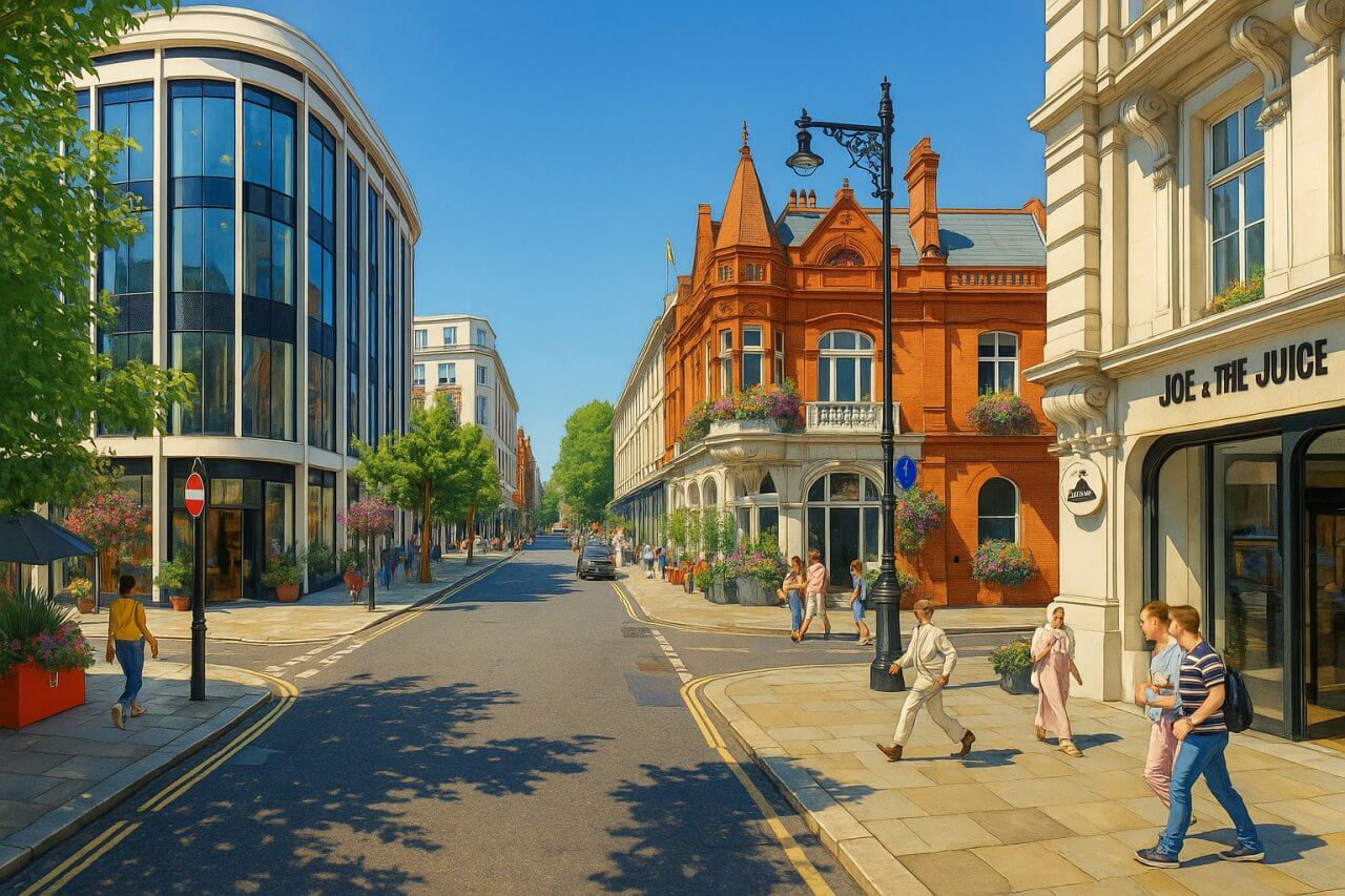 Painting of North Audley Street, London