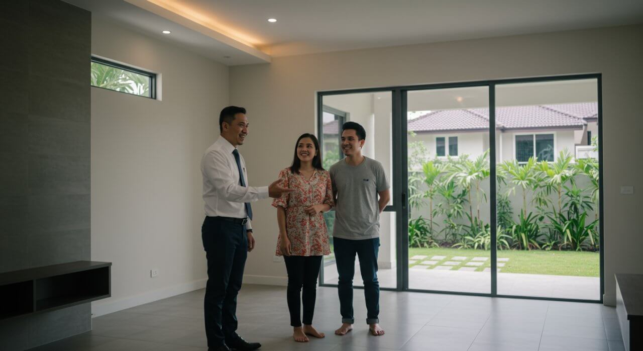 Real estate agent showing a house in Kuala Lumpur