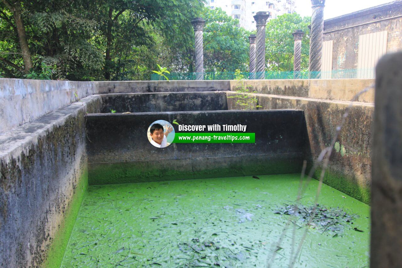 The inside of the water tank beside Relau Villa