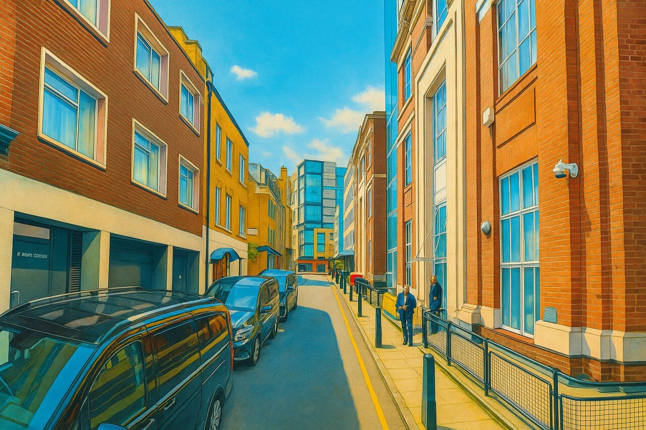 Painting of Riding House Street