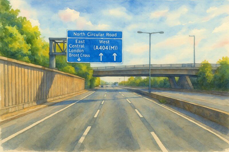 Painting of a motorway in England