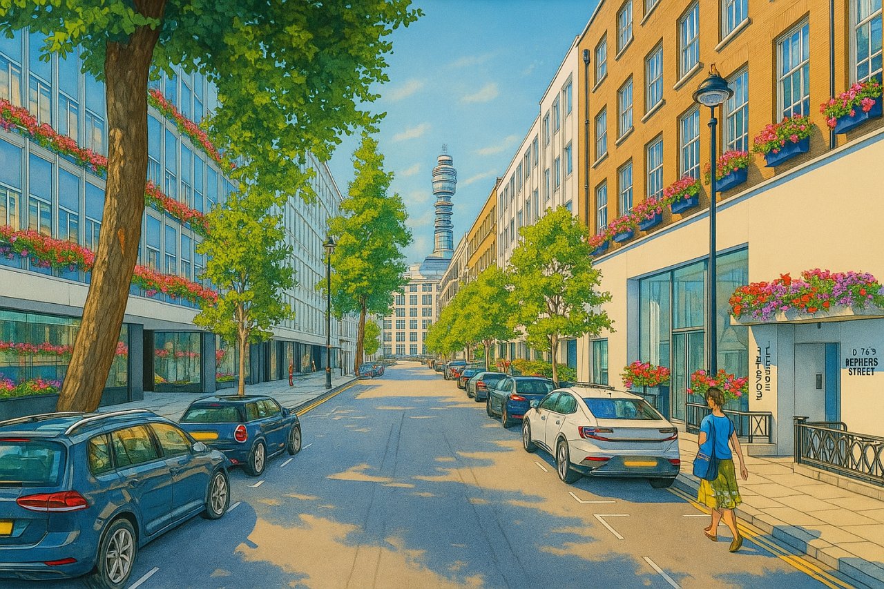 Painting of How London's Streets Measure Up: A Global Comparison of Road Widths, London