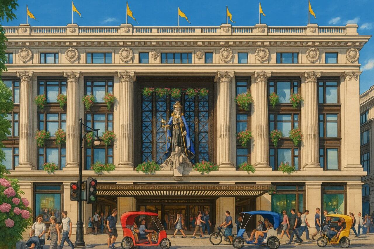 Painting of Selfridges, London
