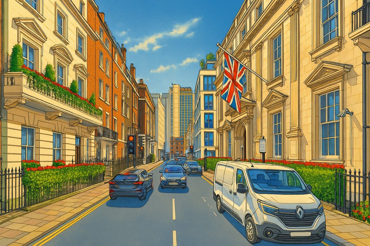 Painting of South Audley Street, London