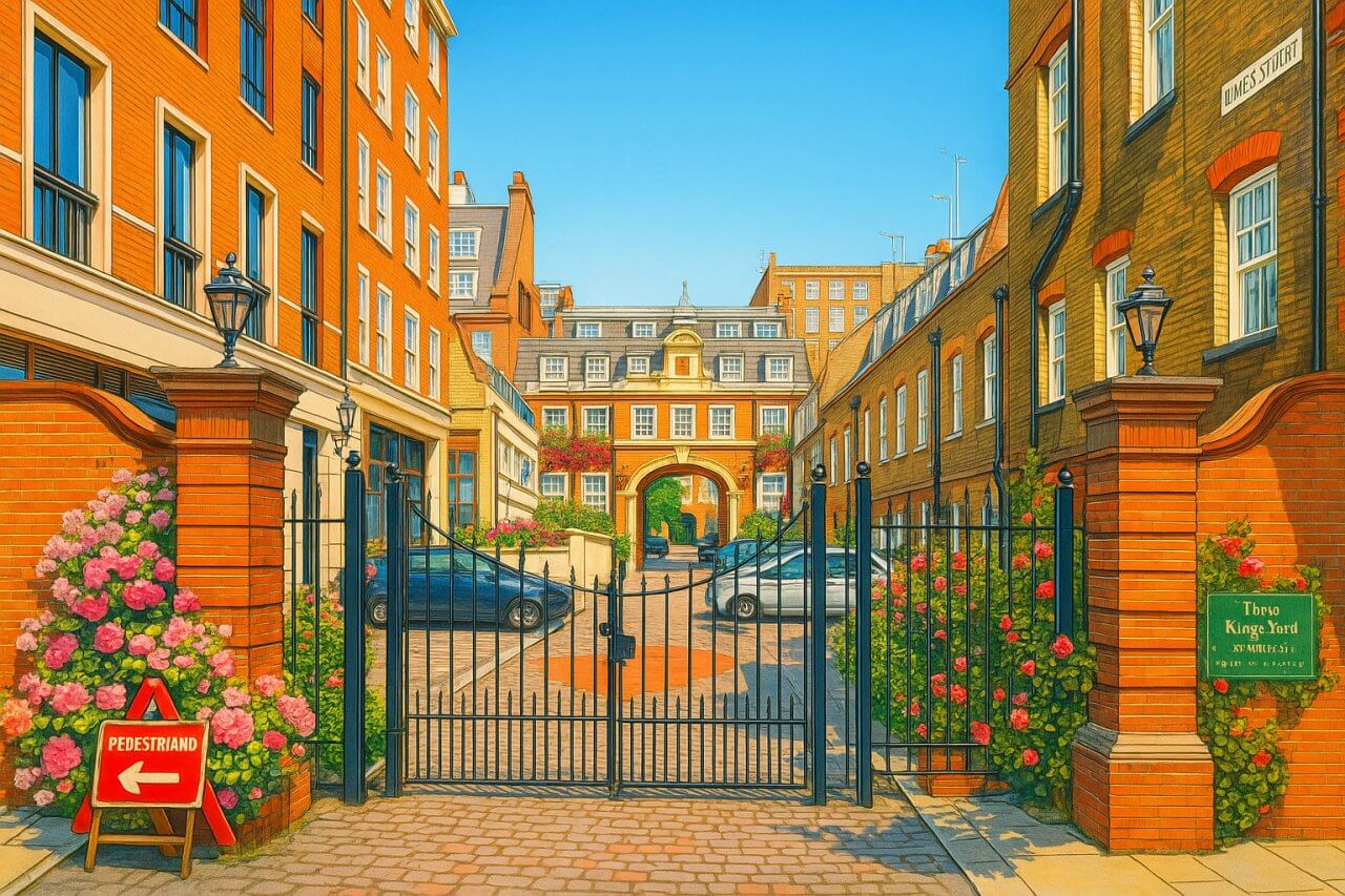 Painting of Three Kings' Yard, London