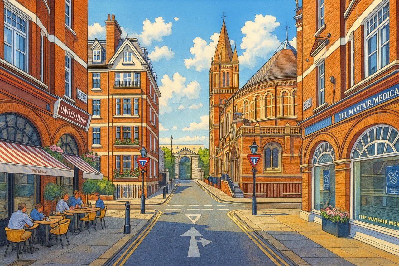 Painting of Weighhouse Street, London