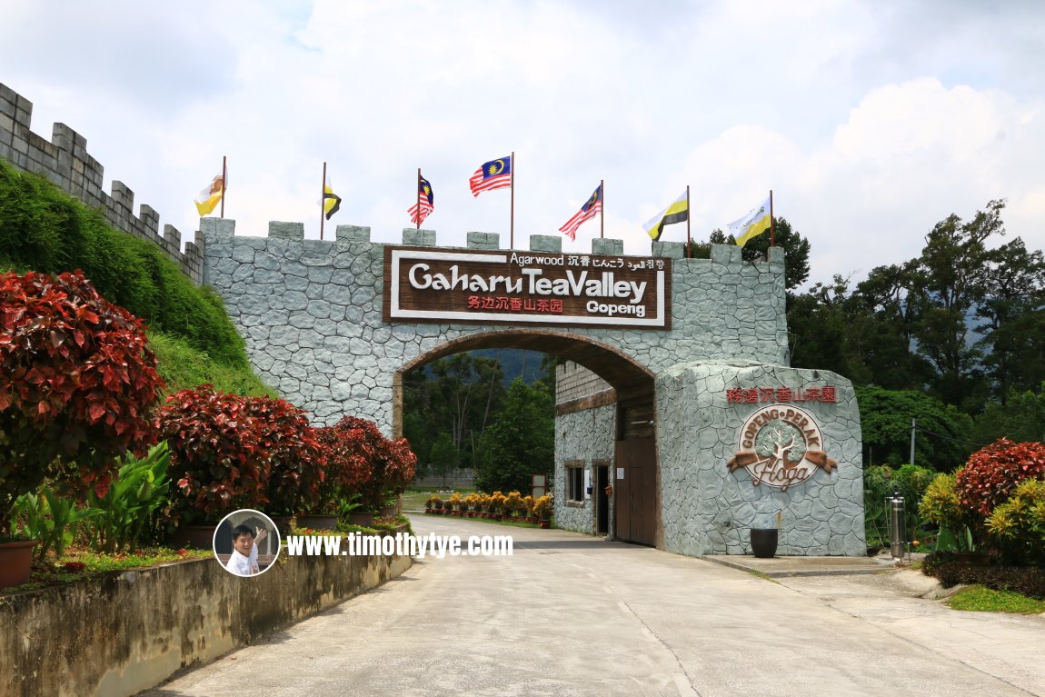 Fortress-like entrance to Gaharu Tea Valley Gopeng