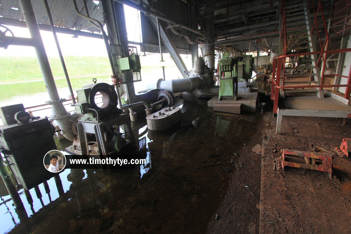 Flooded interior of the tin dredge