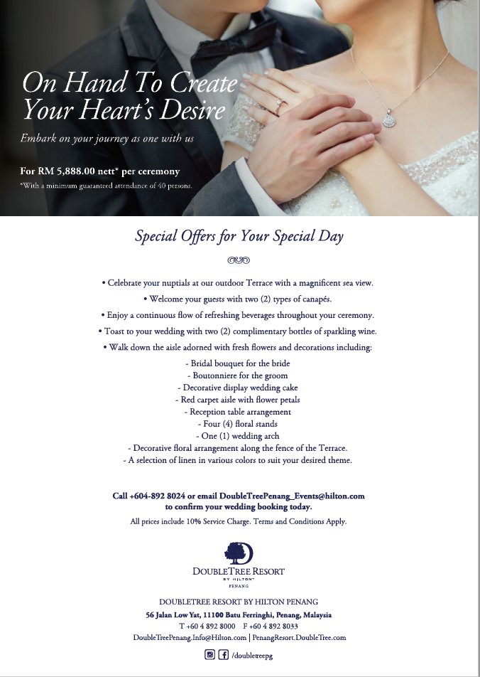 DoubleTree Resort's Wedding Package